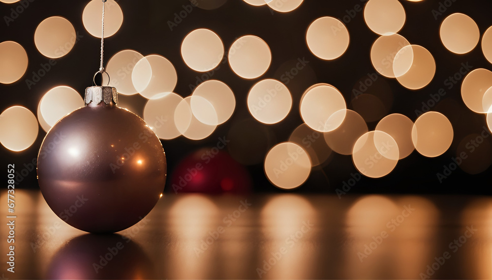 Closeup uf a Christmas Ball. Photorealistic Illustration. 3D Illustration. Bokeh. Copy Space. Closeup uf a Christmas Ball. Photorealistic Illustration. 3D Illustration. Bokeh. Copy Space.
