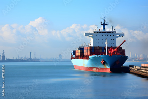 Loading or unloading of a vessel carrying sea containers
