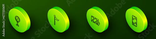 Set Isometric line Stop sign, Location marker, City map navigation and icon. Vector