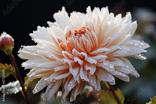 A solitary chrysanthemum surviving early autumn frosts photo