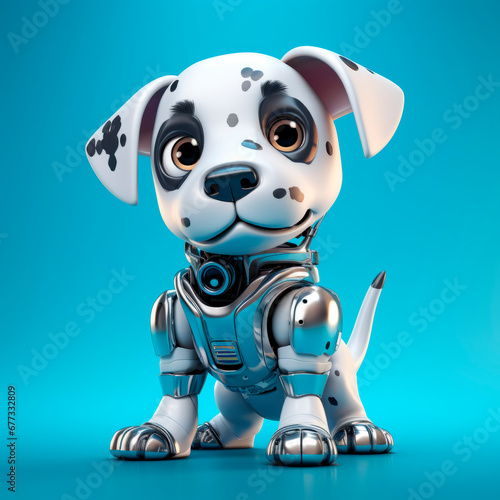 Toy robot dog on a blue background 