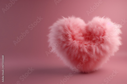 3D rendering illustration of a Valentine's Day heart made of fluffy fur isolated on a background