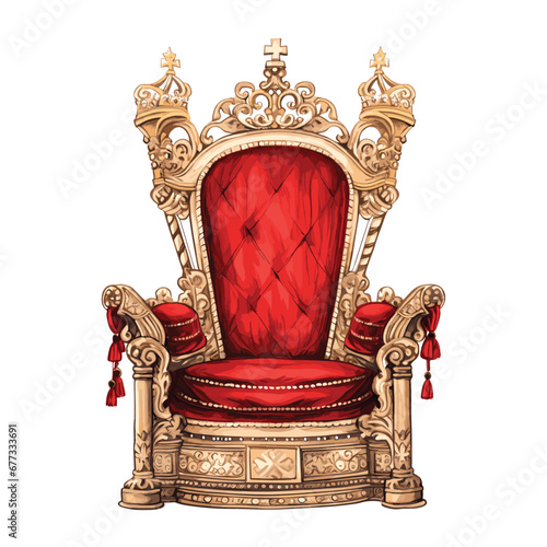 Illustration of an ancient red royal throne
