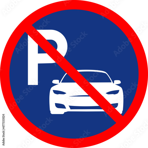 vector illustration of a no parking sign on a transparent background