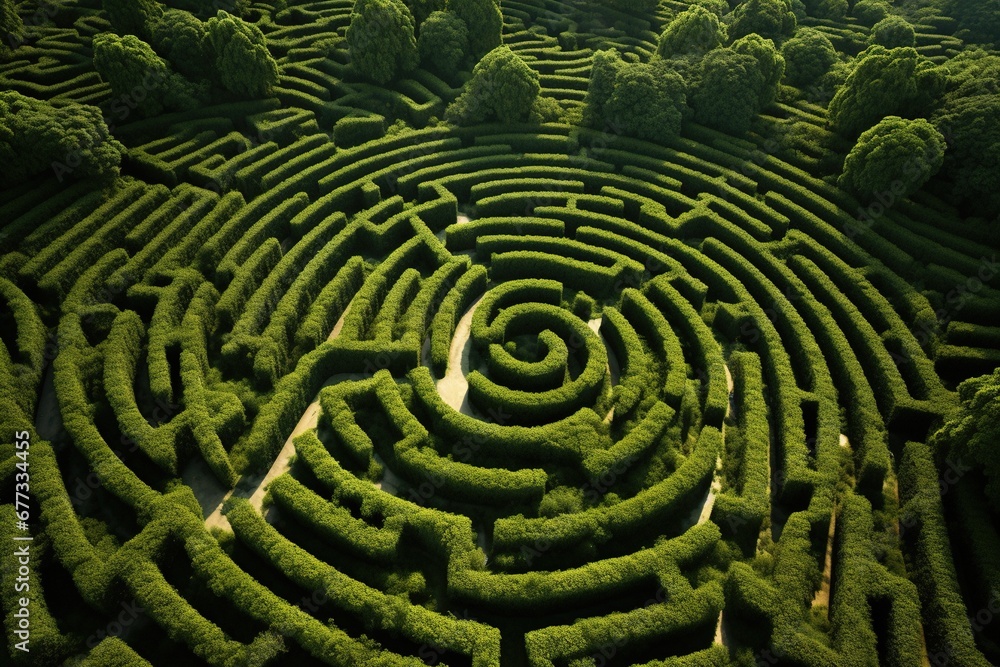 Naklejka premium Aerial view of maze-like patterns created by interlocking treetops