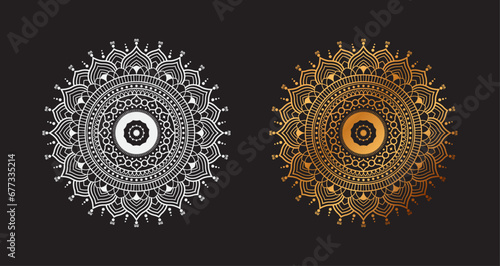 Ornamental Geometric luxury mandala pattern vector design golden and White