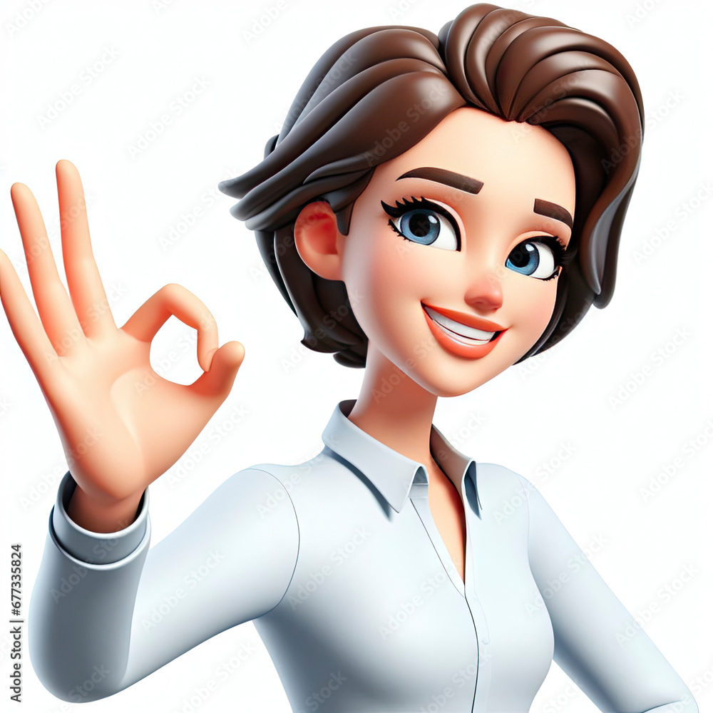 smiling woman showing thumbs up on white background 3d character. ai generative smiling woman showing thumbs up on white background 3d character. ai generative