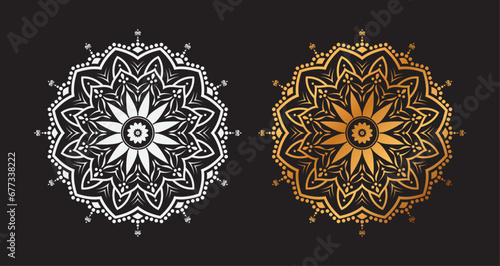 Ornamental Geometric luxury mandala pattern vector design golden and White