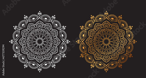 Ornamental Geometric luxury mandala pattern vector design golden and White