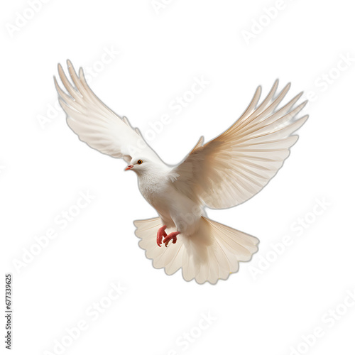 White dove flying isolated on transparent or white background, png