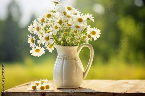 Buttermilk in vintage jug with daisies