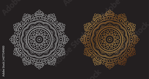 Ornamental Geometric luxury mandala pattern vector design golden and White