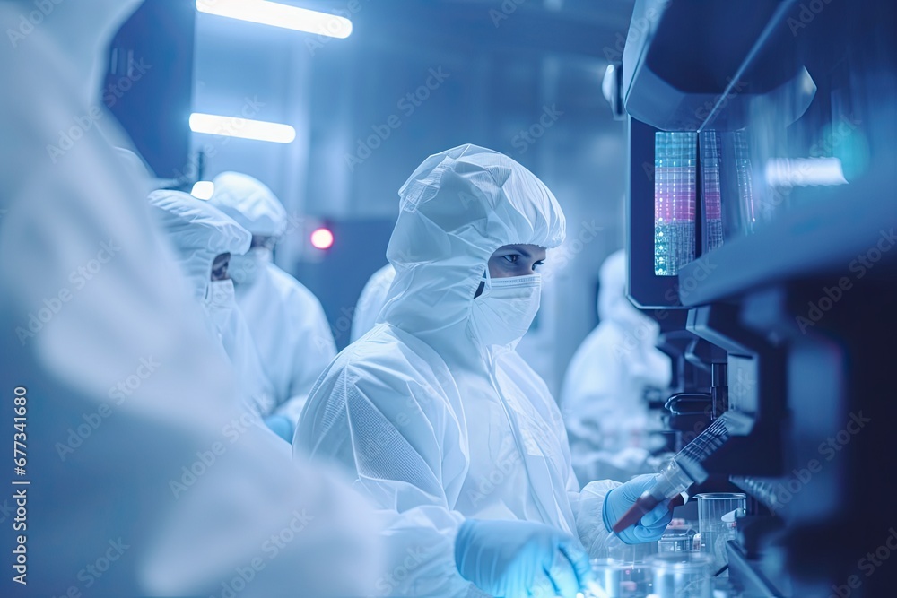Cutting-edge industrial laboratory with scientists and engineers spearheading technological advances in medicine and biotechnology. Cutting-edge industrial laboratory with scientists and engineers spearheading technological advances in medicine and biotechnology.
