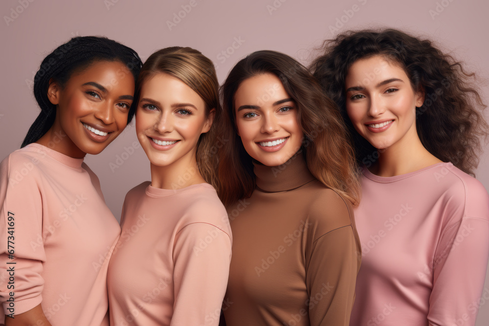 Fototapeta premium Multiple women in sportswear. Multicultural fitness group. 
