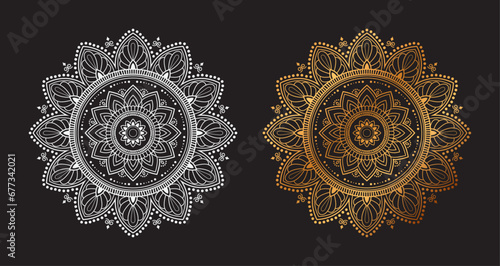 Ornamental Geometric luxury mandala pattern vector design golden and White