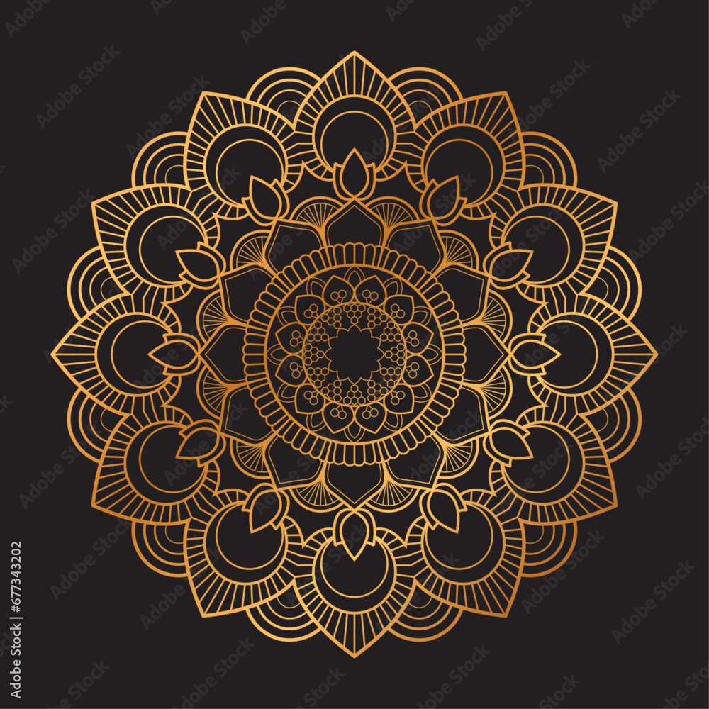 Ornamental Geometric luxury mandala pattern vector design golden