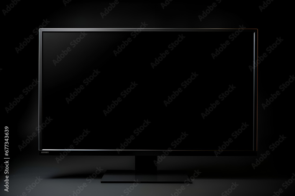 Realistic TV on black background. Mock up. 3D Rendering