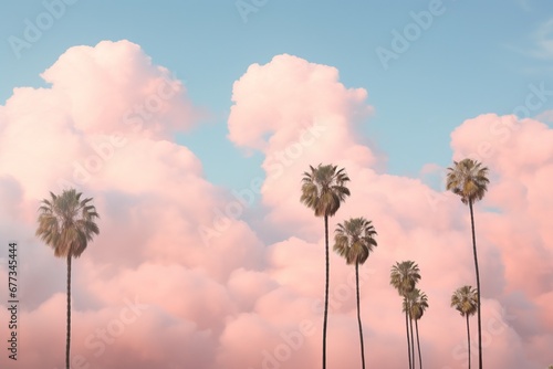 Cotton candy clouds drifting past palms © Dan