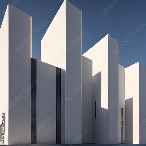 Modern stylish minimalistic architecture of beautiful buildings,Generative AI