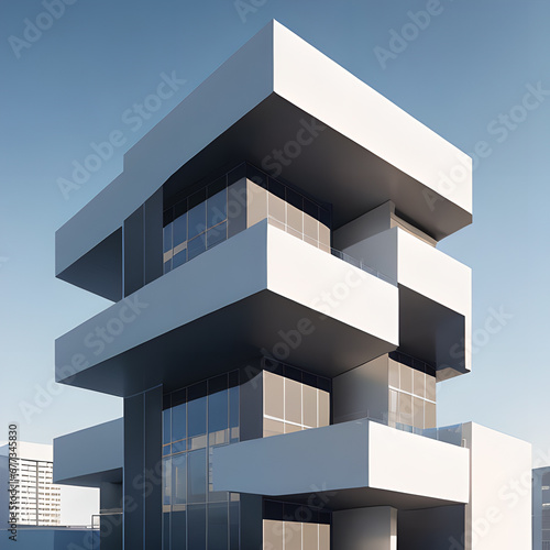 Modern stylish minimalistic architecture of beautiful buildings Generative AI