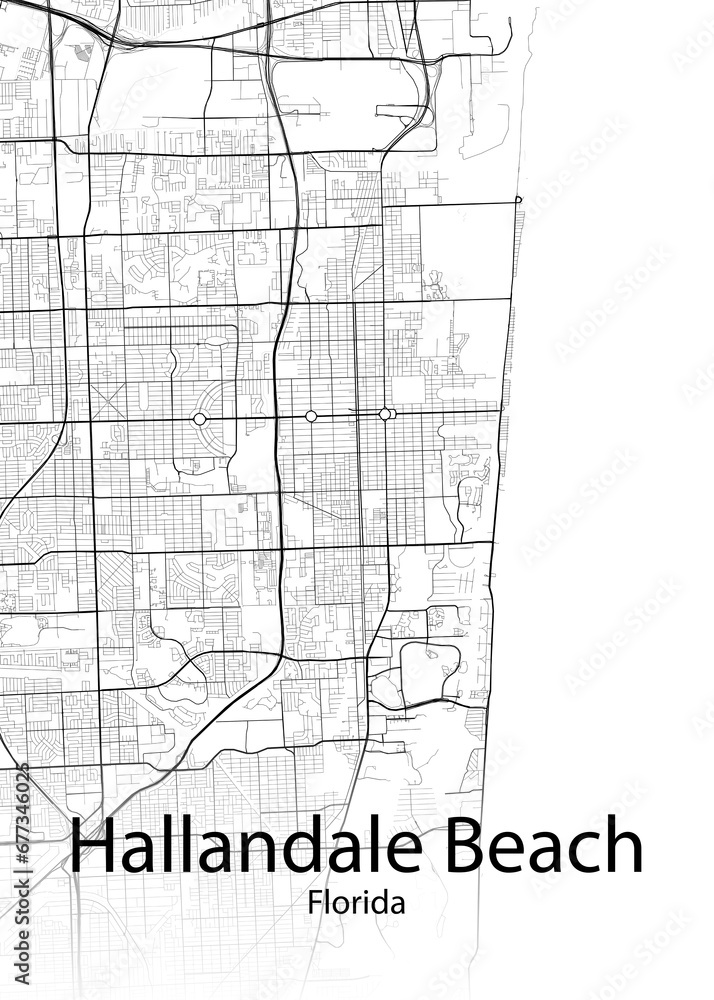 Hallandale Beach Florida minimalist map