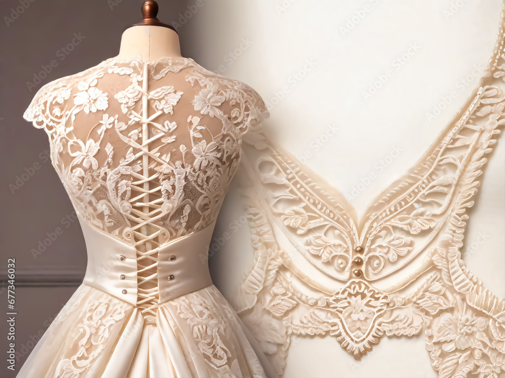 Bride Dress Background Illustration Template Generative Ai