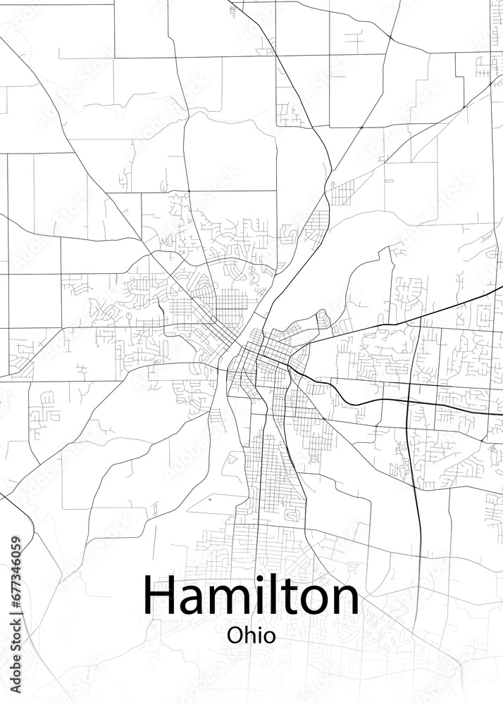 Hamilton Ohio minimalist map