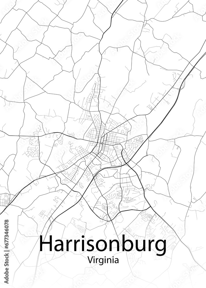 Harrisonburg Virginia minimalist map