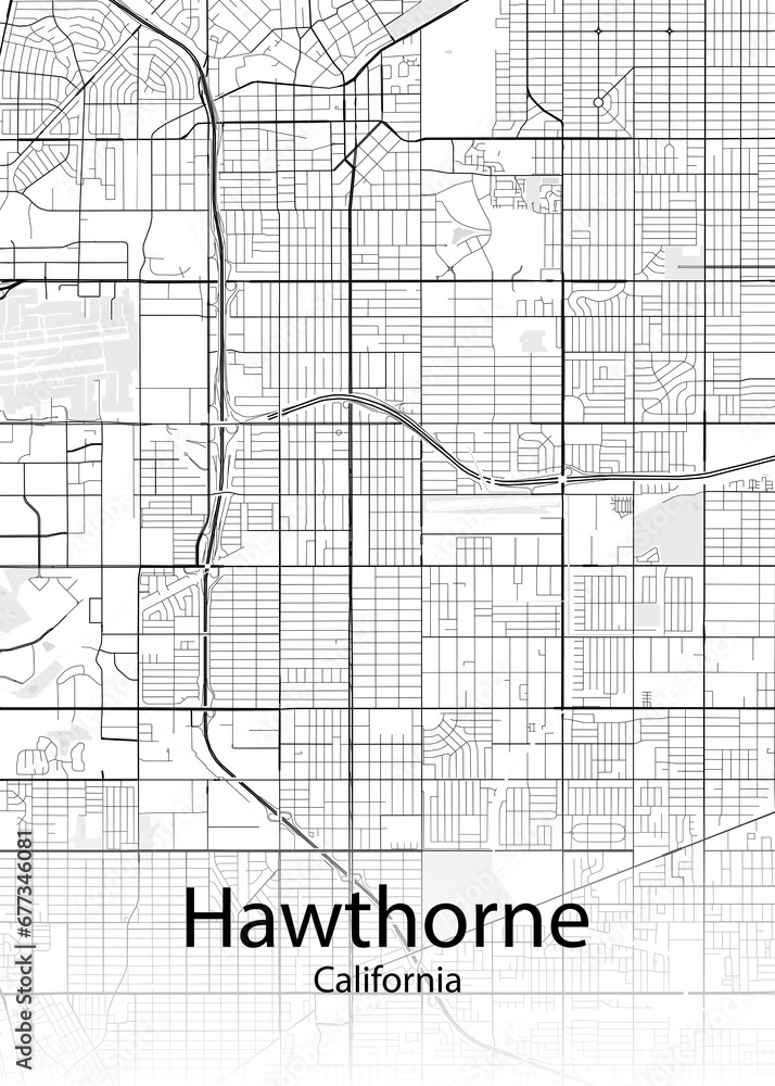 Hawthorne California minimalist map