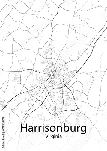 Harrisonburg Virginia minimalist map