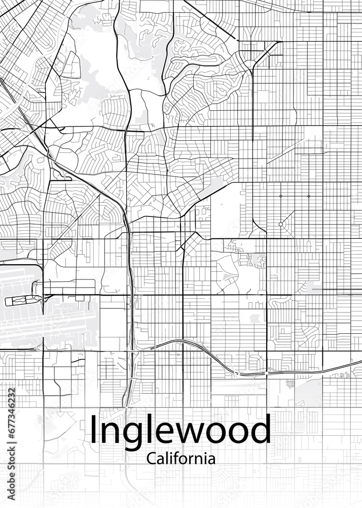 Inglewood California minimalist map