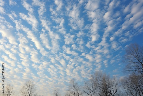 Cirrocumulus floccus dotting the sky like cotton specks