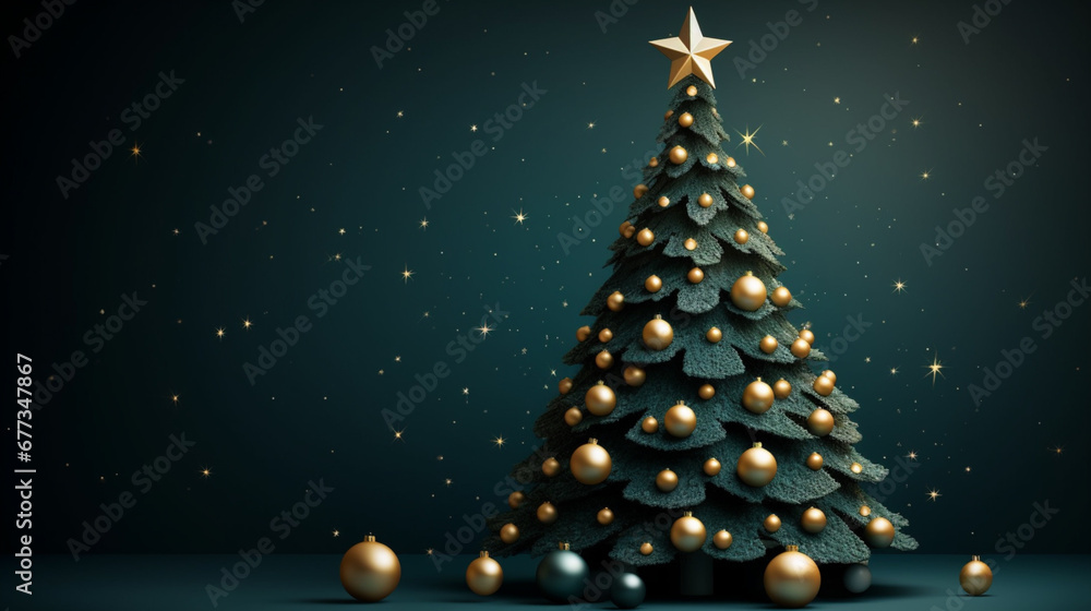 New year 2024 celebration christmas tree decorations and confetti template New year 2024 celebration christmas tree decorations and confetti template