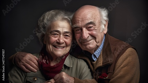 Starsze małżeństwo - uśmiechnięci dziadkowie (portret) photo