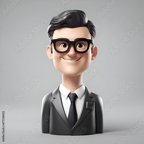 3d illustration of a young man in a business suit and glasses