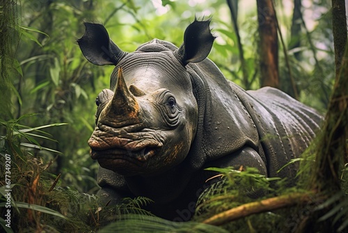 Close-up of a Javan Rhino in Ujung Kulon National Park photo