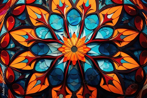 Close-up of a kaleidoscope showcasing vibrant geometric forms