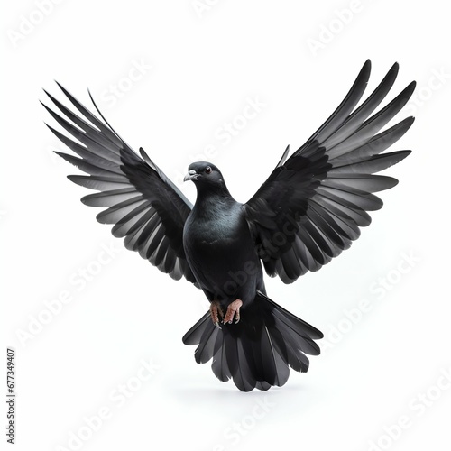 Black Dove Isolated on White Background. Generative ai
