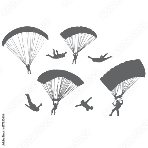 Fototapeta Naklejka Na Ścianę i Meble -  paragliding vector design, parachute, sky, sport, paragliding, paraglider, extreme, fly, air, flying, blue, adventure, skydiving, parachutist, jump, parachuting, gliding, flight, freedom, silhouette