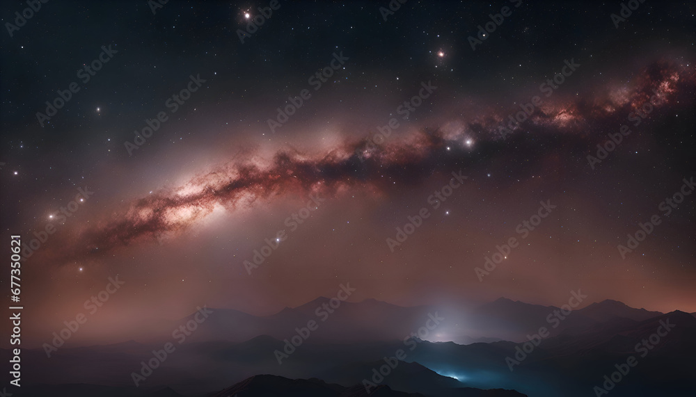 Milky Way in the night sky with stars. 3d rendering