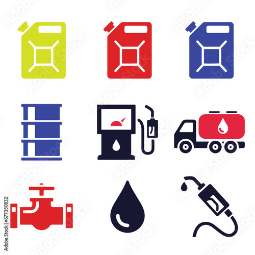 Oil or fule jar and element vector icon design, icon, vector, icons, set, symbol, illustration, sign, button, web, computer, design, medical, bottle, internet, business, collection, silhouette