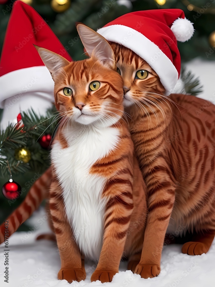 cat and christmas tree cat and christmas tree