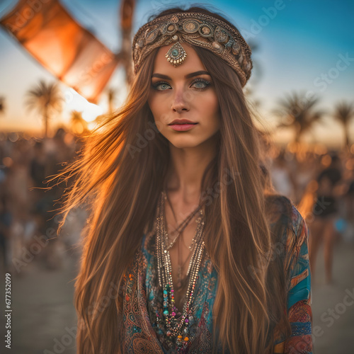 a beautiful girl ready to party in the desert