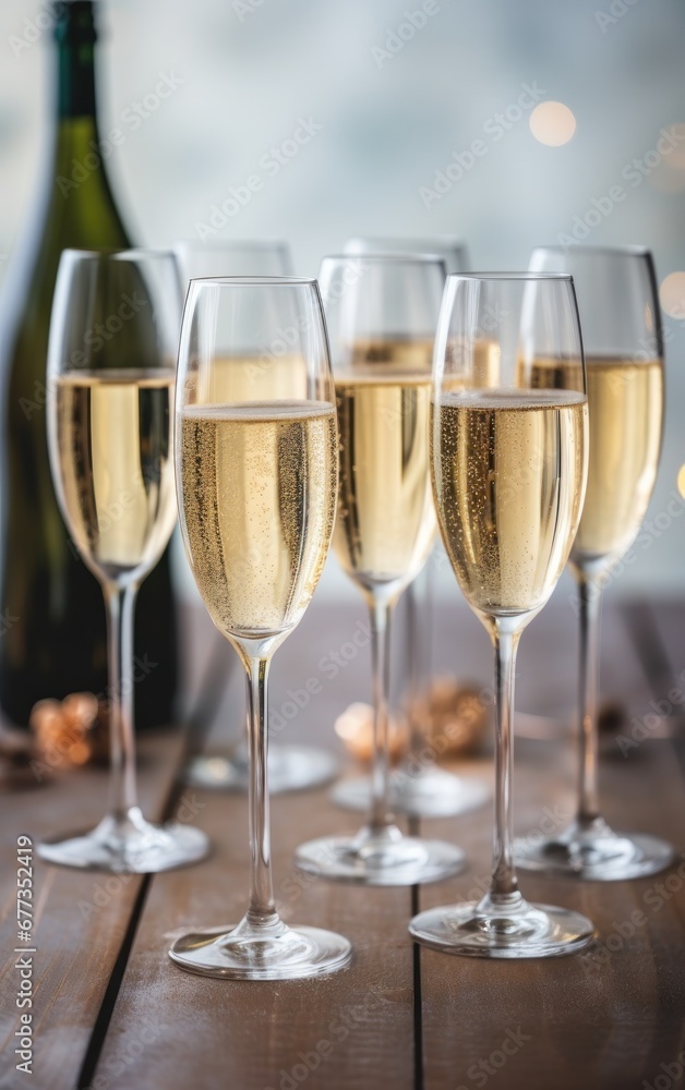 several glasses of champagne on a table stock soggy pour several glasses of champagne on a table stock soggy pour