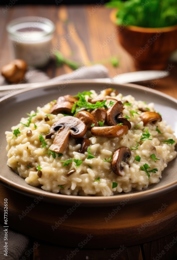 Mushroom and rice porridge with parmesan cheese Mushroom and rice porridge with parmesan cheese