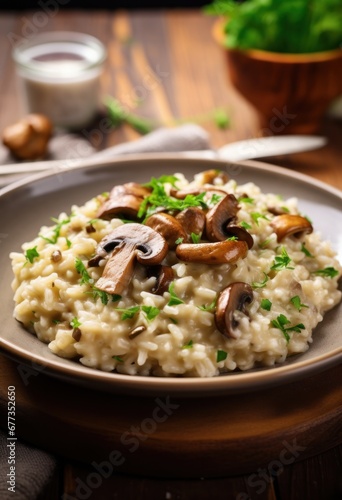 Mushroom and rice porridge with parmesan cheese