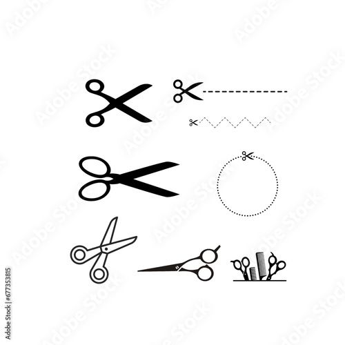 Vector illustration of the set of different scissors and combs