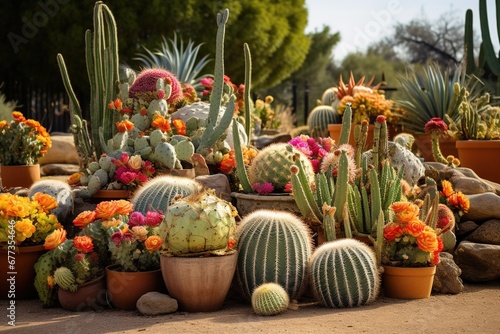 Drought-resistant cactus varieties in arid soil photo