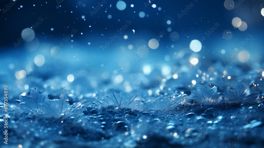 Sfondo, texture con ghiaccio e neve che si sciolgono con gocce d'acqua con sfondo blu Sfondo, texture con ghiaccio e neve che si sciolgono con gocce d'acqua con sfondo blu