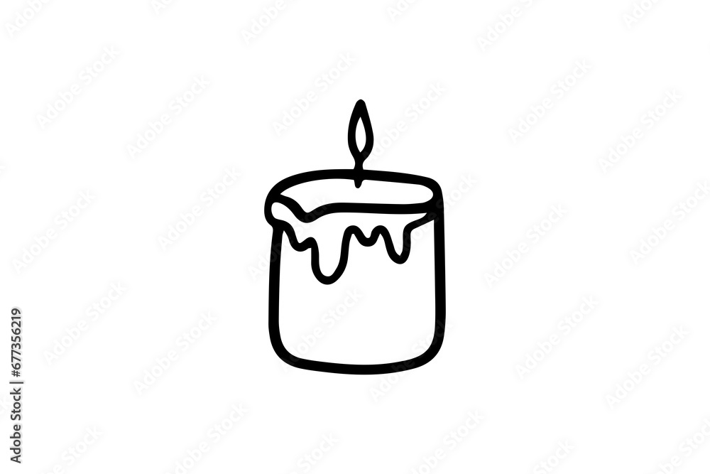 Burning candle in doodle style Burning candle in doodle style